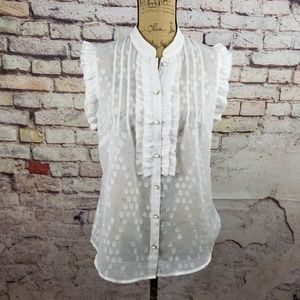 Merona Sheer Ruffle Sleeveless Blouse Medium
